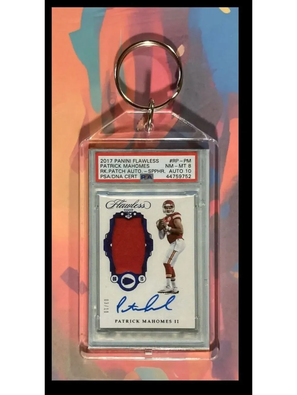 2983 Patrick Mahomes 2017 Panini Flawless Patch Auto Rookie Keychain
